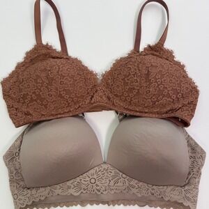 Aerie lot of two bras Sz 36C Real Sunnie Lace & Real Power Wireless Bras